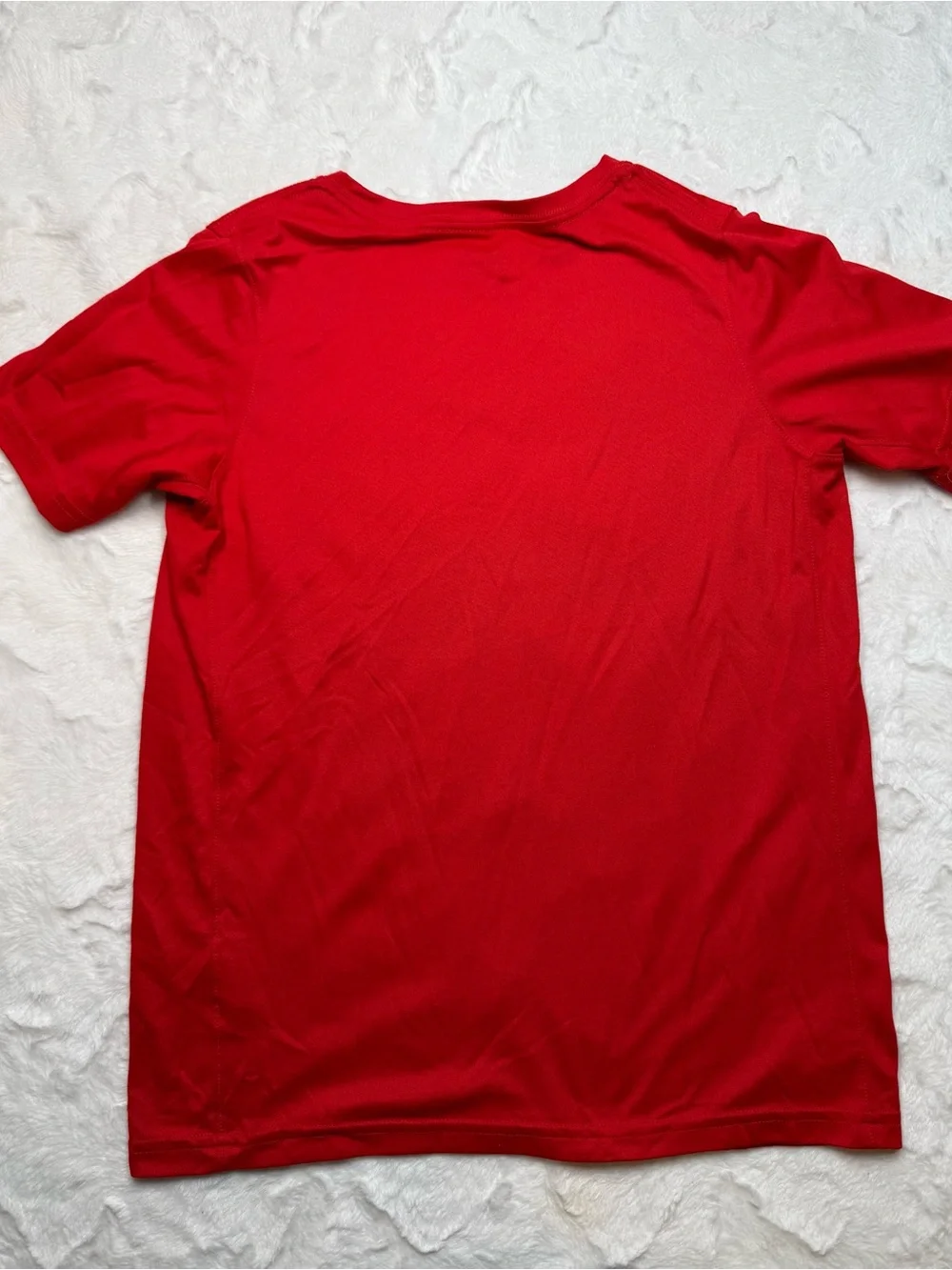 Nike Red Short Sleeve Dri-FIT Tee with White Swoosh